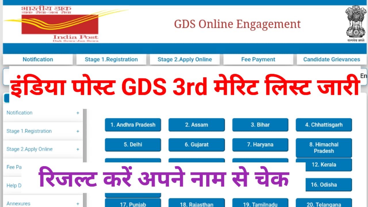 India Post GDS 3rd Merit List